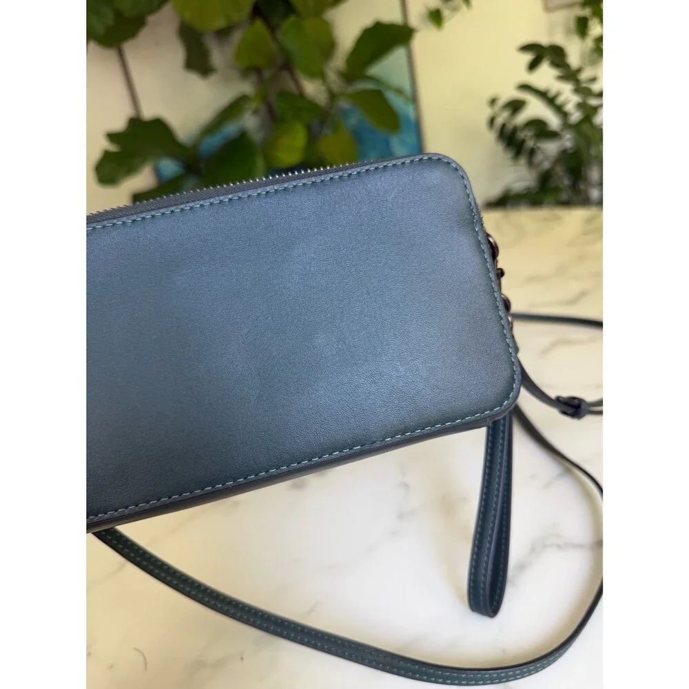 Coach Kira Crossbody Bag with Varsity Patches CG168 Forest Green Leather Pewter